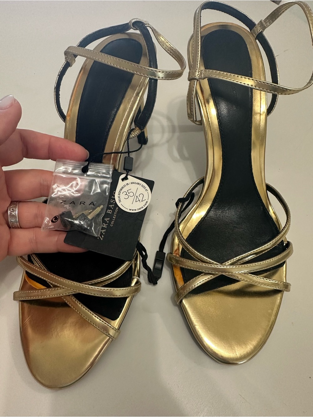 Zara Metallic Gold Strappy Heeled Sandals